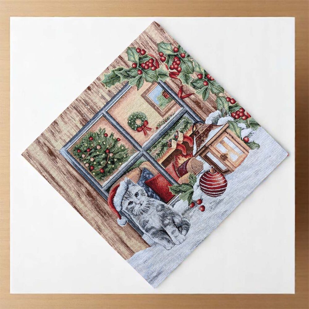 Χριστουγεννιάτικο Πετσετάκι 44x44 Cotone | Cat Window